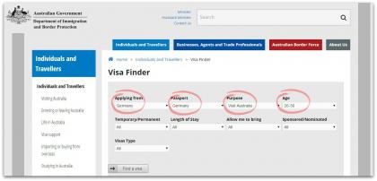 Visum Australien - Visa Finder
